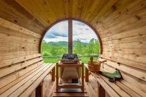 Warm up in the sauna while enjoying the stunning view.