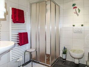 Flooring, Interior Design, Floor, Room, Door, Plumbing Fixture, Plumbing, Bathroom, Shower Door, Glass