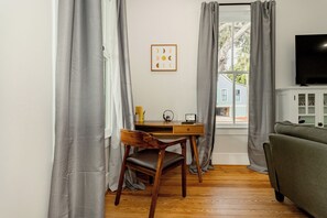 Do you need to finish some work? No problem, we got you covered! We include a wooden desk and a chair.