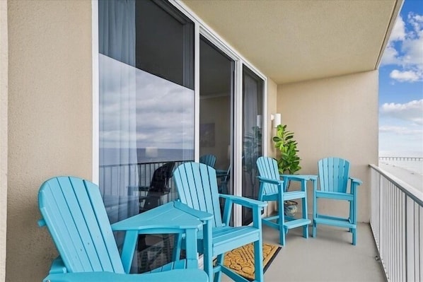 Balcony with coastal views