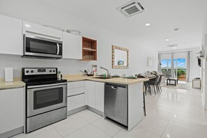 Open concept kitchen and dining area