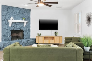 Living room with fireplace