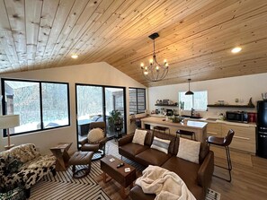 Open living, dining, kitchen area
