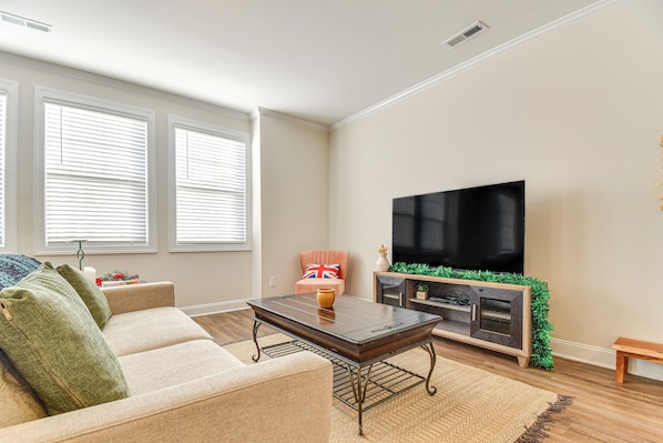 Raleigh Vacation Rental | 3BR | 2.5BA | Stairs Required | 2,613 Sq Ft
