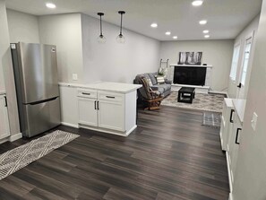 Kitchen opens up to the Living Room