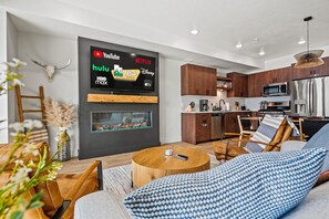 Curl up and read a book and relax by the fire or stream your favorite movie.
