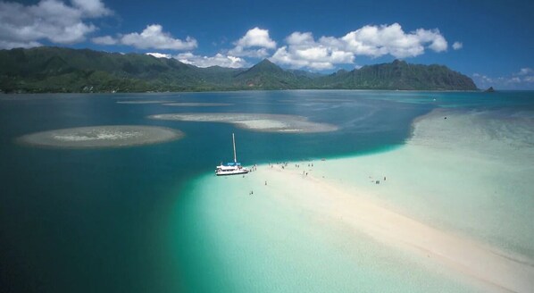 Kaneohe Bay Sandbar In The Bay Below