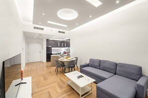 Living Room: Stylish retreat with chic decor, perfect for relaxation and entertaining!