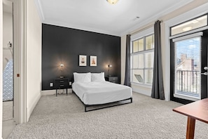 Curated bedrooms with boutique lighting and exquisite Sferra linens. We can’t overstate how comfortable our beds are.