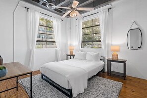A comfortable and inviting bedroom for a restful night's sleep.