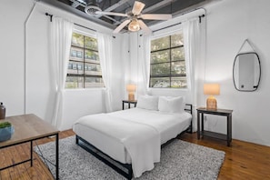 A comfortable and inviting bedroom for a restful night's sleep.