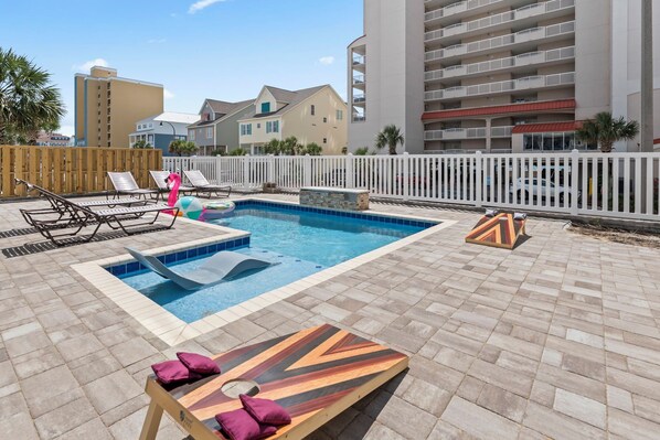 Pool are is ready for a splash- be on of the first ones to experience it!