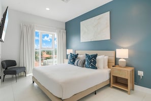 Cozy bedroom 1 features a king size bed and a great view