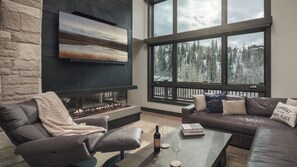 Living room with modern fireplace