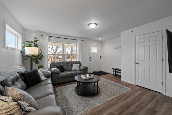Spacious living room with ample seating