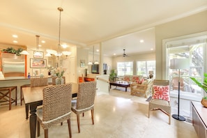 Dining Area | Open-Concept Layout | Free WiFi | Smart TVs | 1,258 Sq Ft