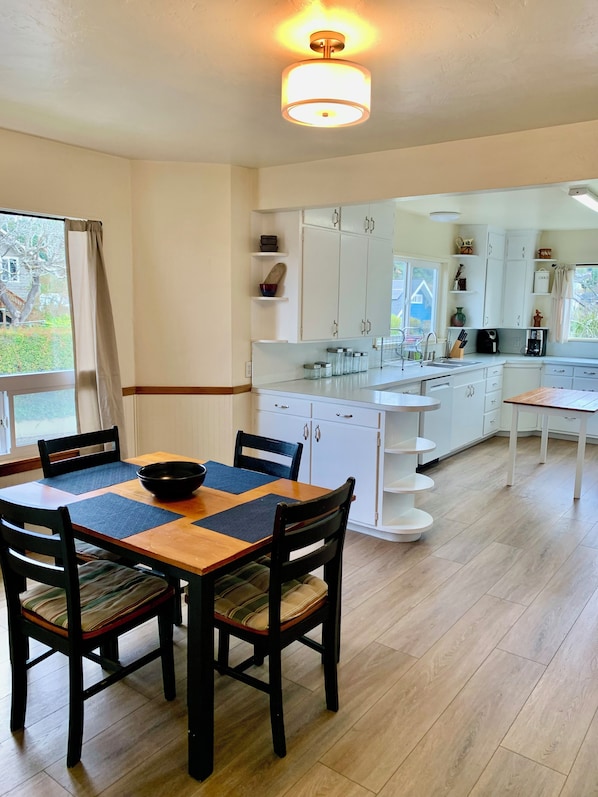 Open dining and kitchen