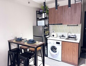 Complete Cooking Set, 
Induction cooker, 
Microwave,
4 Seater Dining Table