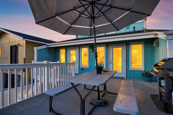 Deck at dusk.