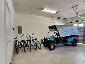 Carriage House: Garage with Five Adult Bicycles (Golf Cart Not Included)