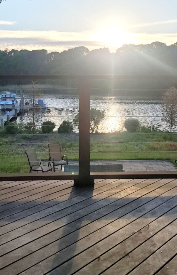 sunset view on a very spacious deck