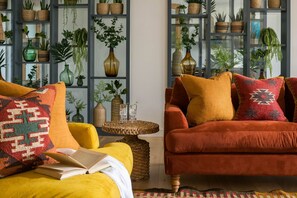 Living room at Mabyn, The Village, Watergate Bay, self catering with Beach Retreats.
