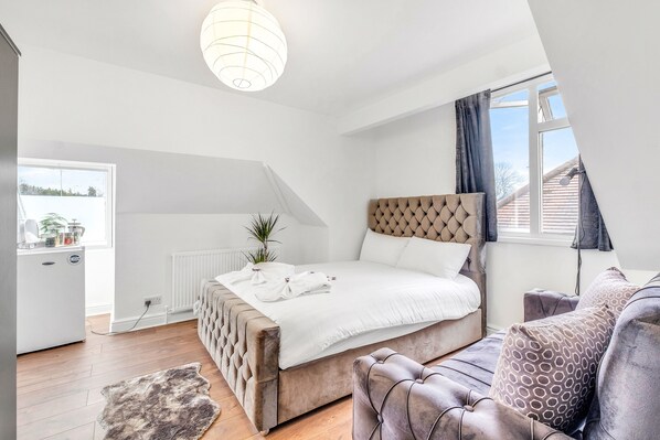 double bed with fresh linen