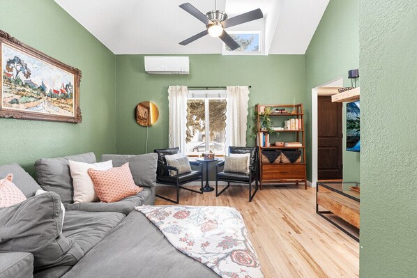 The vaulted ceilings and skylights add so much space and light