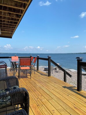 Deck off of living room.