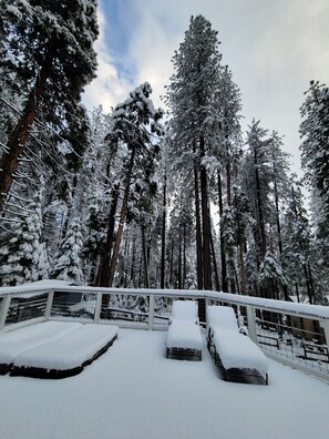 Left Side of Back Deck in Winter.  HOT TUB NOT AVAILABLE 