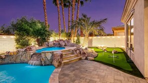 A backyard with lots of entertainment.