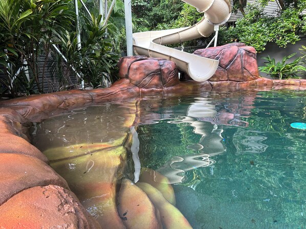 Waterslide (available 8am-8pm)
Pool open 24hrs, however quite time 8pm-8am