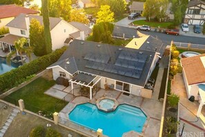 Aerial view of the backyard