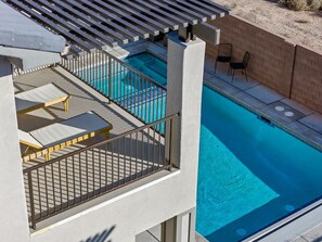 Your exclusive retreat with a private pool, spacious hot tub, and sun loungers