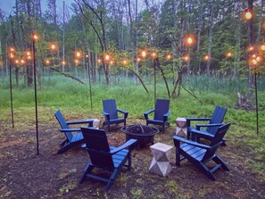 Fire pit in the back yard