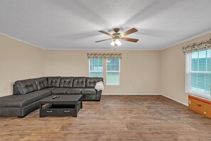 Floor, Indoors, Ceiling Fan, Flooring, Architecture