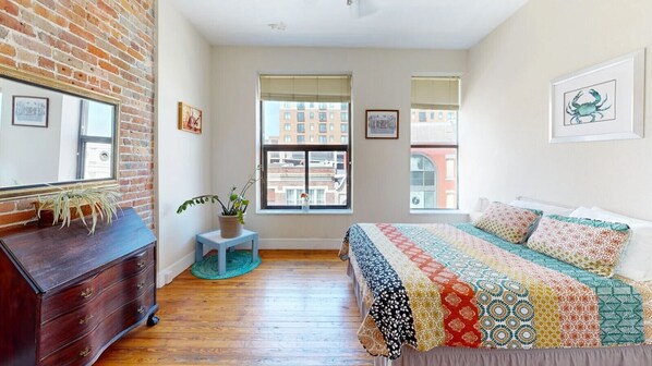 Master bedroom with a beautiful downtown view
