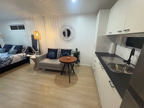 Kitchen & lounge with dining table