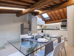 Interior Design, Ceiling, Furniture, Room, Chair, Attic, Kitchen & Dining Room Table, Kitchen, Tile, Light Fixture