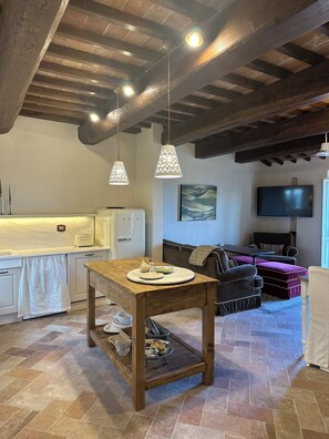 Pasta-making island bench in large kitchen