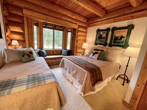 The lodge was built with logs cut from the island and floated across the bay.