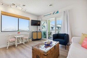 View from living room with smart TV