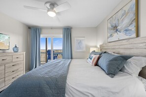 Comfortable king bed, direct access to the balcony and smart TV