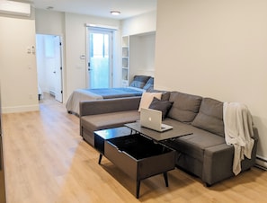 Coffee table can double as work space for your laptop or eating casual meals.