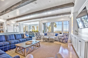 Hilton Head beachfront rental, ocean view master, luxury vacation home with pool, private beach access, 5000+ sf family-friendly short-term rental, rental with pool
