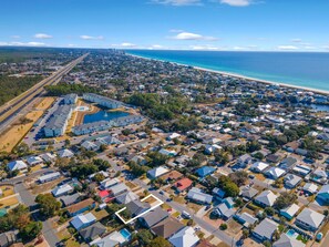Aerial view of the quiet neighborhood