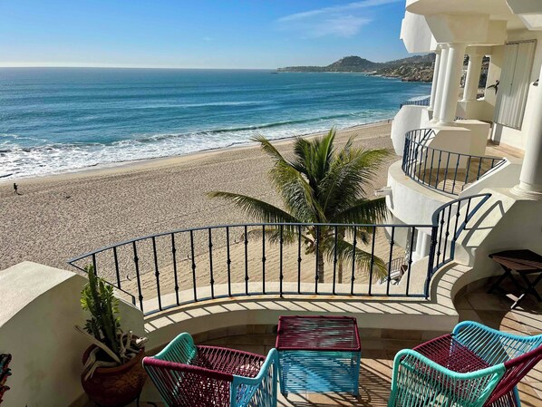 Condo is on 5th floor directly on the beach (Costa Azul) with a large deck
