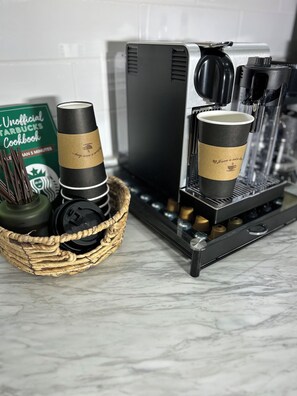 No need for an early morning Starbucks run!! You'll find everything right here!