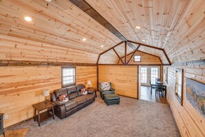 Living Room | Main Level | Freestanding A/C Unit | Propane Fireplace