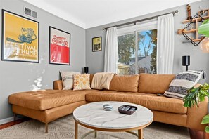 Cozy up by the fireplace and enjoy immersive entertainment in style
